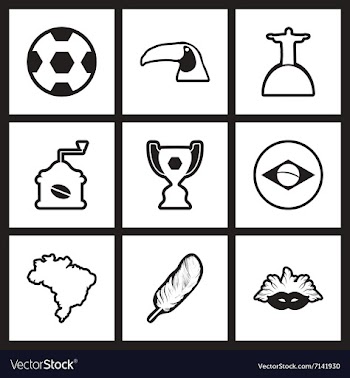 Assembly stylish black and white icons Brazil vector image