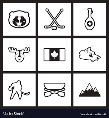 Assembly stylish black and white icons Canada vector image