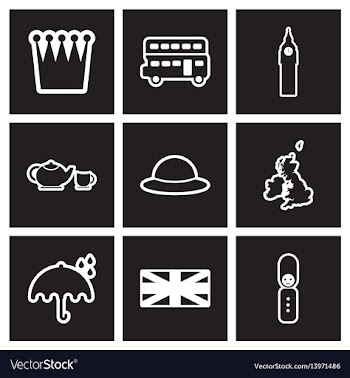 Assembly stylish black and white icons england vector image