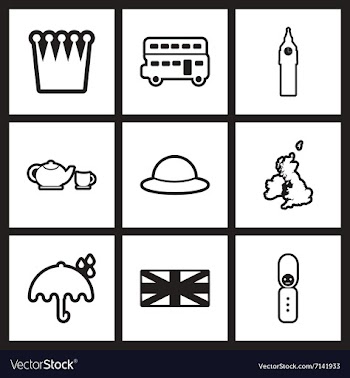 Assembly stylish black and white icons England vector image