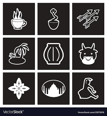 Assembly stylish black and white icons india vector image