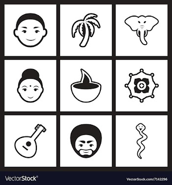 Assembly stylish black and white icons India vector image