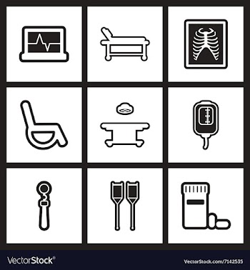 Assembly stylish black and white icons medicine vector image