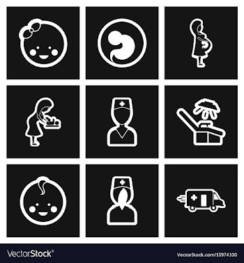 Assembly stylish black and white icons obstetrics vector image