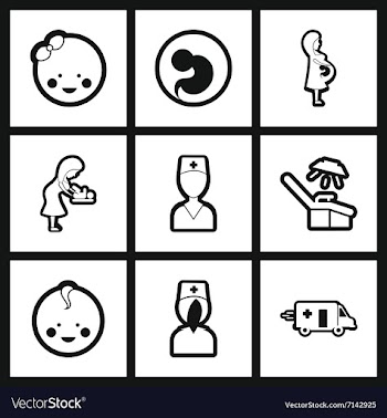 Assembly stylish black and white icons obstetrics vector image