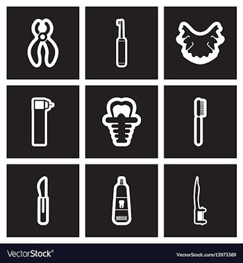 Assembly stylish black and white icons stomatology vector image