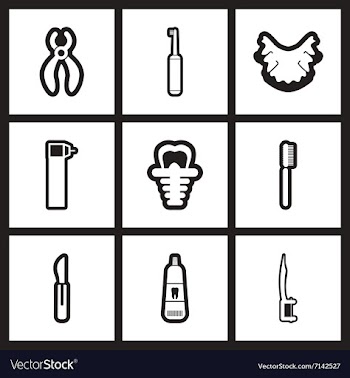 Assembly stylish black and white icons stomatology vector image
