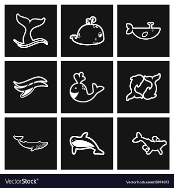 Assembly stylish black and white icons whales vector image