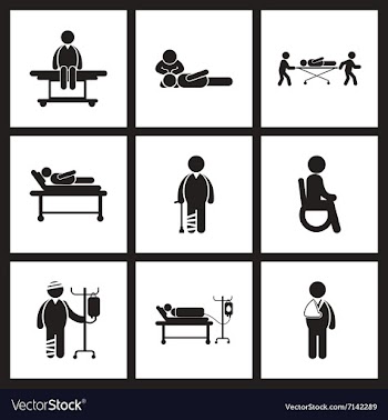 Assembly stylish black white icons Patients and vector image