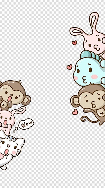 Assorted animal , Monkey Hello Kitty Cartoon Cuteness , Small animals transparent background PNG clipart
