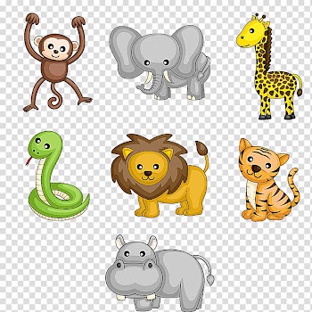 Assorted animals illustration, Cartoon Wildlife , Cute Animals transparent background PNG clipart