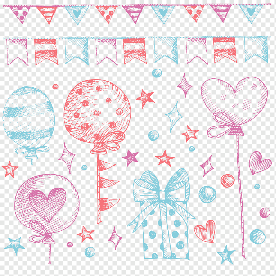 assorted balloons and buntings illustration, Birthday Balloon Gift Party, Birthday Accessories, ribbon, text, happy Birthday To You png