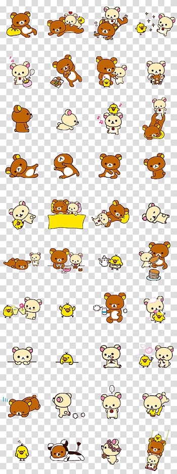 Assorted bears illustration, Rilakkuma Sticker LINE Imagineer Bear, line transparent background PNG clipart