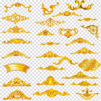 Assorted brass-color ornate ideas illustration, Metal , Gold lace transparent background PNG clipart
