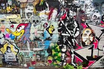 assorted character graffiti wall