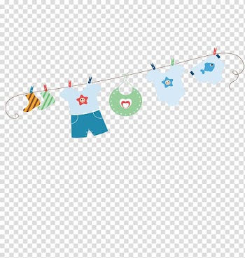 Assorted clothes hanging illustration, Diaper Clothes line Infant bodysuit , baby clothes transparent background PNG clipart