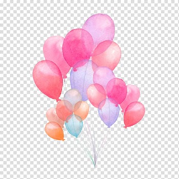 Assorted-color aired balloons illustration, Watercolor painting Balloon Drawing, balloon transparent background PNG clipart