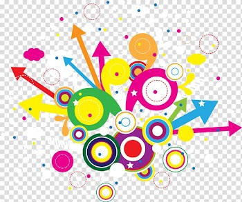 Assorted-color art, Party Euclidean , Abstract colored circles arrow pattern transparent background PNG clipart