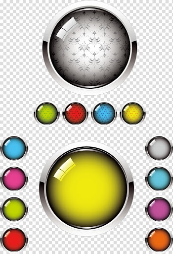 Assorted-color artwork lot, Button Quartz Icon, Crystal clear color round button material transparent background PNG clipart