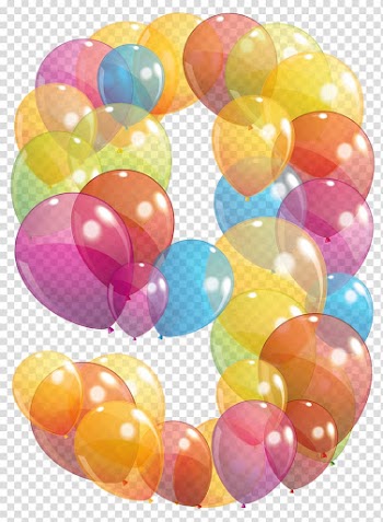 Assorted-color balloon , Balloon Birthday , Nine Number of Balloons transparent background PNG clipart