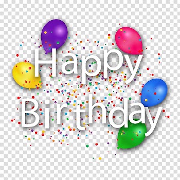 Assorted-color balloons with happy birthday text overlay, Happy Birthday to You , White Happy Birthday WordArt transparent background PNG clipart
