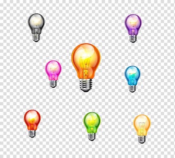 Assorted-color bulb light lot, Incandescent light bulb Color, Colored bulb transparent background PNG clipart
