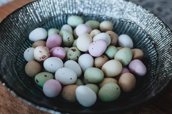 Assorted-color Bunch of Egg on Gray Bowl