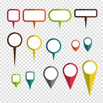 Assorted-color comic script lot, Map Icon, Color map Landmarks material transparent background PNG clipart
