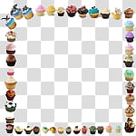 , assorted-color cupcake theme frame illustration transparent background PNG clipart