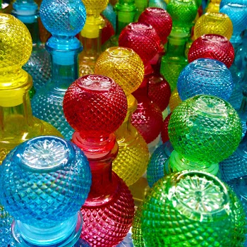 Assorted-color Cut Glass Decanter Lot