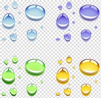 Assorted-color dew of water illustration, Drop , Color water droplets transparent background PNG clipart