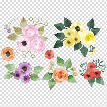 Assorted-color flowers art, Floral design Flower Watercolor painting Creative Watercolor, Lovely watercolor flowers transparent background PNG clipart