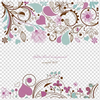 Assorted-color flowers graphic design frame, Flower Drawing, Hand painted pattern transparent background PNG clipart