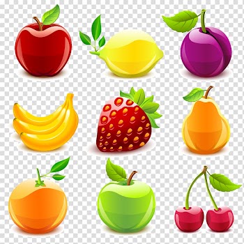 Assorted-color fruits illustration, Fruit Illustration, Apples, bananas, strawberries, pears, watermelon fruit transparent background PNG clipart
