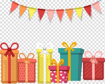 Assorted-color gifts with buntings illustration, Gift, hand-painted gifts transparent background PNG clipart