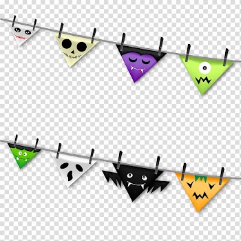 Assorted-color Halloween buntings , Halloween costume Bunting Textile Paper, Halloween party flags transparent background PNG clipart