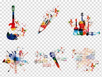 Assorted-color instrument painting, Music Graphic design , Abstract creative music element style wind transparent background PNG clipart