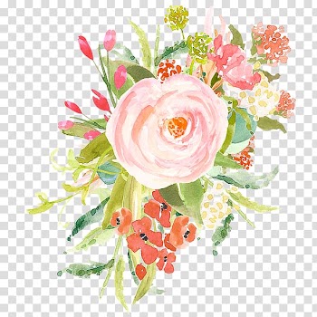 Assorted-color petaled flowers illustration, Shabby chic Desktop Floral design , creative watercolor flowers transparent background PNG clipart