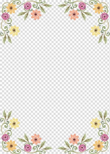 Assorted-color petaled flowers illustration, Wildflower Floral design, Border of wild flowers and rattan transparent background PNG clipart