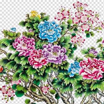 Assorted-color petaled flowers , Painting Flower, peony transparent background PNG clipart