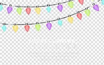 Assorted-color string lights with Merry Christmas & Happy New Year text overlay, Christmas lights Euclidean , Bright Christmas lights material transparent background PNG clipart
