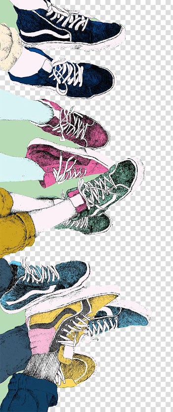 Assorted-color Vans sneakers illustration, Vans Sneakers Drawing Shoe Illustration, Hand-painted male women wear shoes transparent background PNG clipart
