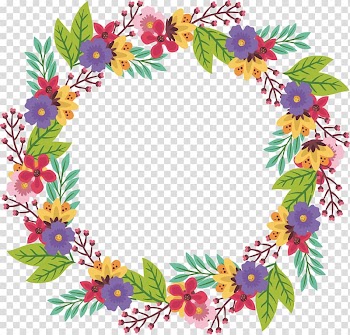 Assorted-color wreath, Floral design Cut flowers Pattern, Colorful romantic garlands transparent background PNG clipart