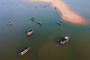 Assorted-colored Canoe Boats Aerial View