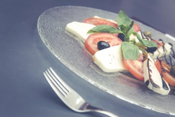 Assorted Dish on Clear Glass Plate