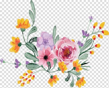 Assorted flowers illustration, Floral design Rosa multiflora Flower bouquet, Romantic hand-painted watercolor bouquet transparent background PNG clipart