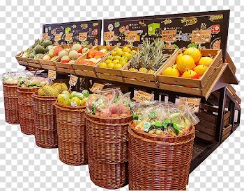 Assorted fruit on stall illustration, Fruit Supermarket Vegetable Auglis, Supermarket shelf water transparent background PNG clipart