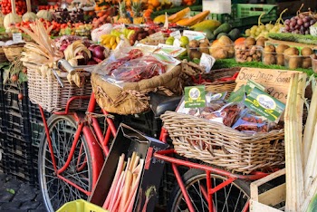 Assorted  Fruits And Vegetables in Baskets for Sale In The Fruit Market