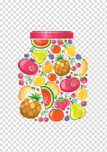 Assorted fruits illustration, Juice Fruit preserves Bottle, Fruit jar transparent background PNG clipart
