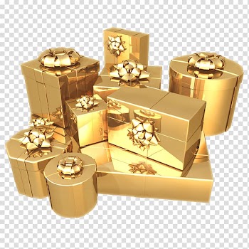 Assorted gold gift boxes illustration, Paper Gift Gold Box Birthday, Gold Gift transparent background PNG clipart